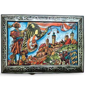 Vtg Large E. Otto Schmidt Tin Box Germany Great Graphics & Color Embossed AS-IS!